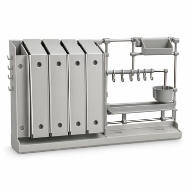 FITTO Multifunctional Kitchen Storage Rack - Shelves and Hook Section, Grey, 60 x 30 x 45 cm