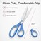 FITTO Office Scissors - Stainless Steel Blades, Soft-Grip Blue Handle, 21 cm