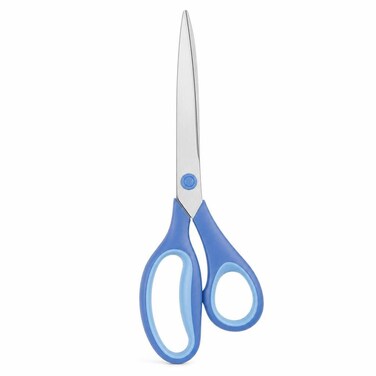FITTO Office Scissors - Stainless Steel Blades, Soft-Grip Blue Handle, 21 cm