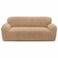 FITTO Stretch Sofa Cover - Ribbed Velvet-Feel Elastic Slipcover, Camel