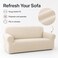 FITTO Stretch Sofa Cover - Waffle-Knit Elastic Slipcover, Cream