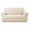 FITTO Stretch Sofa Cover - Waffle-Knit Elastic Slipcover, Cream