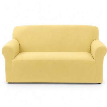 FITTO Stretch Sofa Cover - Plain Elastic Slipcover, Yellow