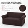 FITTO Stretch Sofa Cover - Plain Elastic Slipcover, Dark Brown