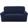 FITTO Stretch Sofa Cover - Waffle Grid Elastic Slipcover, Navy