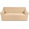 FITTO Stretch Sofa Cover - Waffle Grid Elastic Slipcover, Sand Beige