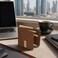 FITTO Men's Bifold Wallet - Multiple Card Slots and Note Compartment, Tan/Gold