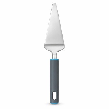 FITTO Stainless Steel Cake Server - Triangular Blade, Grey Handle, 25 cm