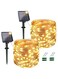 Proxima Direct 2 Pack 10M/33FT 100 LEDs Solar Fairy Lights Outdoor, Total 20M/65.6FT IP65 Waterproof Diwali Christmas String Light 8 Lighting Modes for Home Garden Patio Wedding Party Xmas
