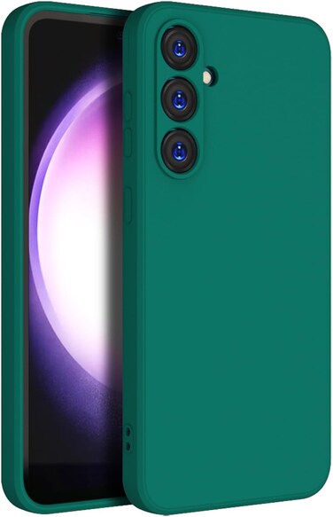 Case for Samsung Galaxy S24 FE Cover, Liquid Gel Rubber Bumper Case with Camera Protection Soft Microfiber Lining Cushion Slim Hard Shell Shockproof Protective Cover for Samsung Galaxy S24 FE (Green)