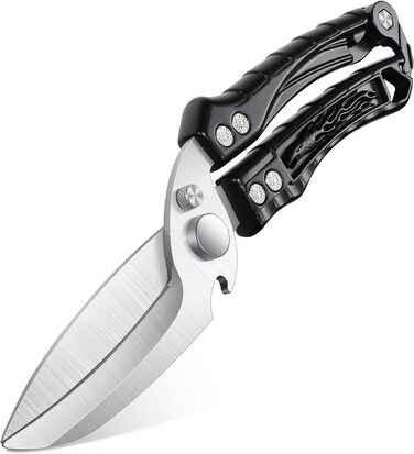 Duty Poultry Shears, Detachable Kitchen Scissors for Chicken, Meat, Stainless Steel Cooking Shears with Serrated Edge and Bottle Opener for Versatile Use, Black