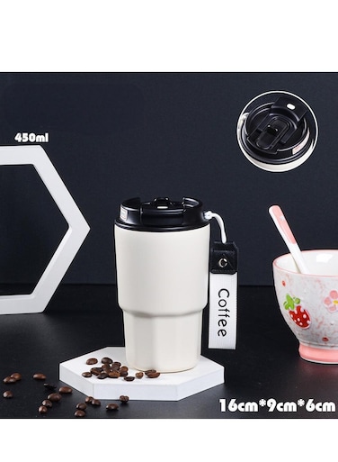 Grade 316 Stainless Steel 450ml Travel Mug Reusable Thermos Coffee Cup Vacuum Insulated Stainless Steel Hot Coffee Cup for Hot and Cold Drinks
