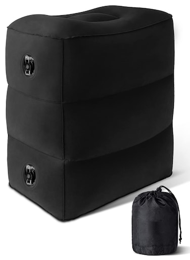 Inflatable Airplane Travel Pillow Adjustable Height Cushions for Kids to Sleep While Traveling Suitable for Office Home and Any Travel Black 43x38x23cm