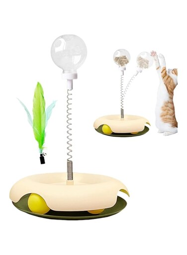 Interactive Cat Treat Toy, Cat Treat Dispenser Toy, Puzzle Feeder for Cats, Treat-Dispensing, Feeder Toy for Cats, Engaging Interactive Food Toy, Treat Ball Toy (Green)