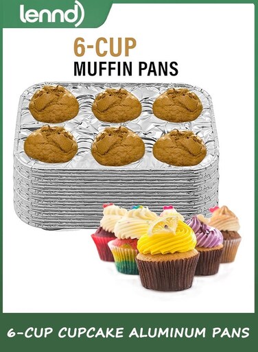 (10pack Muffin Pan 6-Cup Cupcake Aluminum Pans Favorite Muffin Tin Size for Baking Cupcakes Muffins and Mini Pies - Standard Size