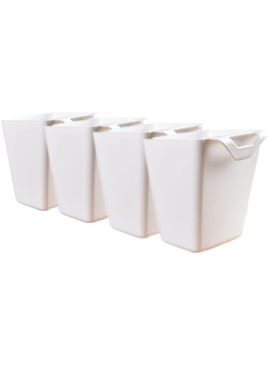 4 Pack Hanging Cup Holders,Trolley Basket Storage,Rolling Cart Accessorie,4.75x4"Storage Containers Hanging Buckets Hanging Bins,Plant Container,Make Up Pencil Holder,Hanging Kitchen Container(White)