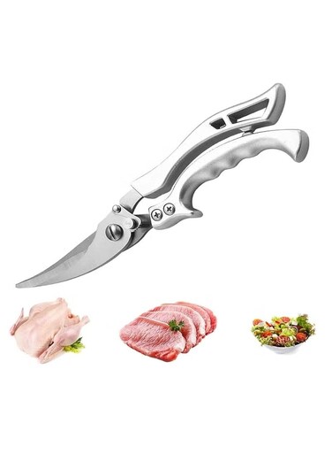 Kitchen Scissors &acirc;&euro;&ldquo; Spring-Loaded Stainless Steel Shears for Poultry, Meat, and Bone Cutting
