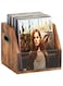 TAYGUM Vinyl Record Storage, Vinyl Record Box Case Crate, Vinyl Record Album Holder, Desktop Metal &amp; Wooden LP Record Crate, Holds up to 60 Records