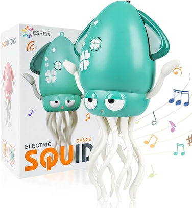 Dancing Squid Baby Toy, Electric Crawling Octopus Tummy Time Toy, Rechargeable Magic Dancing Music Squid Baby Toys for 3 4 5 6 Year Old Kids Boy Girl Birthday Gifts