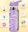 ESSEN Kids Water Bottle Stainless Steel for School Girls with Straw Vacuum Insulated Water Bottle BPA-Free Leak-Proof Baby Toddler Water Bottle Double Walled Bottle for Kids &ndash; 532 ml/18 oz(Butterfly)