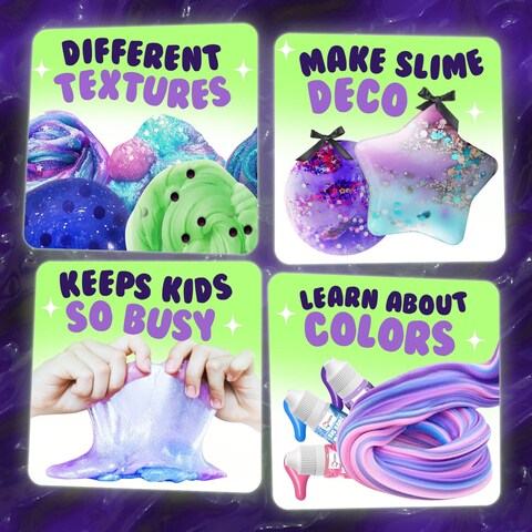 ESSEN Galaxy Slime Kit Glow in the Dark DIY Slime Making Kit Make Your Own Slime Galaxy Set Toys for Kids Girls Boys Birthday Gift Toy DIY Butter Slime Fluffy Arts Crafts Set with 33 Accessories