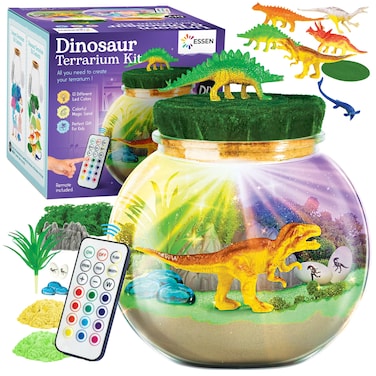 ESSEN Dinosaur Terrarium DIY Craft Kit for Kids Boys with Light &amp; Remote