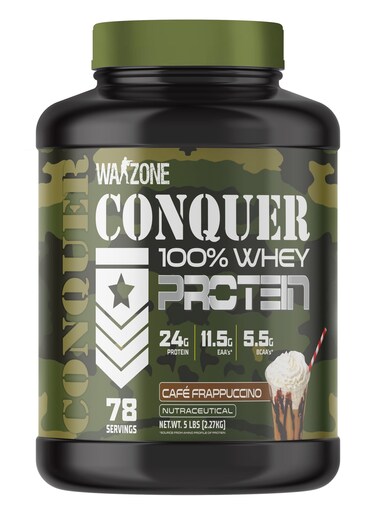 Warzone Conquer 100% Whey Protein 5 LBs - Premium Protein Blend For Muscle Growth (Cafe Frappuccino)