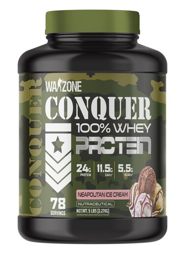 Warzone Conquer 100% Whey Protein 5 LBs - Premium Protein Blend For Muscle Growth (Neapolitan Ice Cream)
