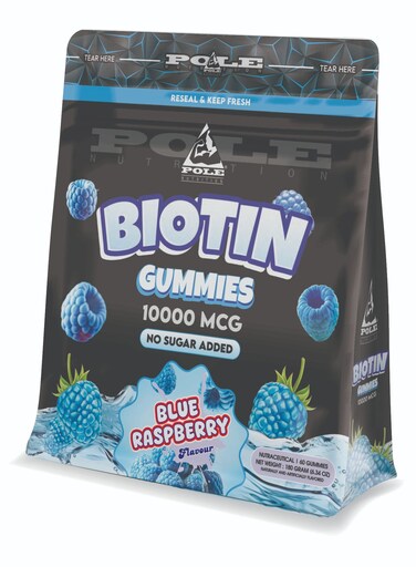 Pole Nutrition Biotin Gummies 10000mcg - Sugar Free (Blue Raspberry)
