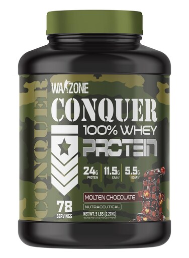 Warzone Conquer 100% Whey Protein 5 LBs - Premium Protein Blend For Muscle Growth (Molten Chocolate)