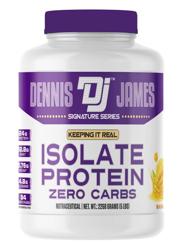 Dennis James Signature Series Isolate Protein Low Carbs 5lbs, Mango - Supports Muscle Recovery And Strength (84 Servings)