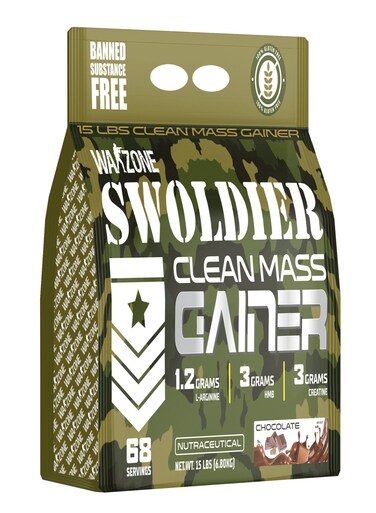 Warzone Swoldier Clean Mass Gainer 15 LBs - Lean Muscle Building Formula (Chocolate)