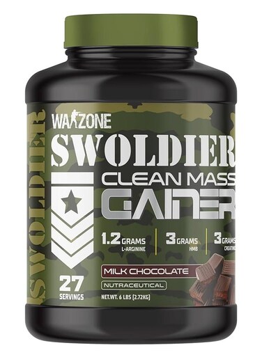 Warzone Swoldier Clean Mass Gainer 6 LBs - Lean Muscle Building Formula (Milk Chocolate)