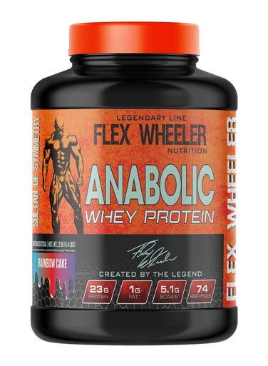 Flex Wheeler Nutrition Legendary Anabolic Whey Protein 4.4 LBs - High-Quality Muscle Growth &amp; Recovery Support (Rainbow Cake)