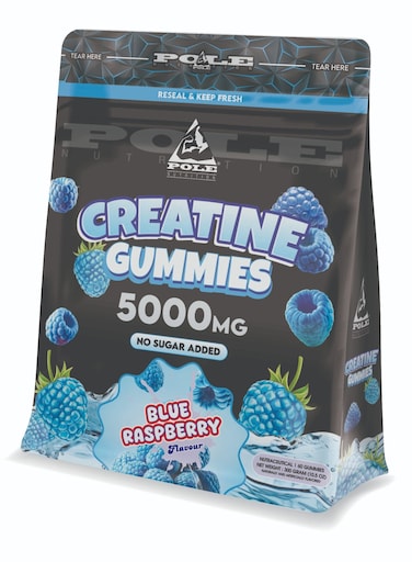 Pole Nutrition Creatine Gummies 5000mg - Muscle Strength &amp; Performance (Blue Raspberry)