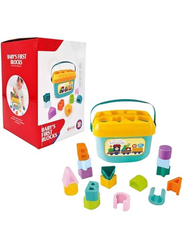 Fitto Stem Baby Shape Sorter Bucket with Letters and Shapes Educational and Fun Toy For Babies and Toddlers