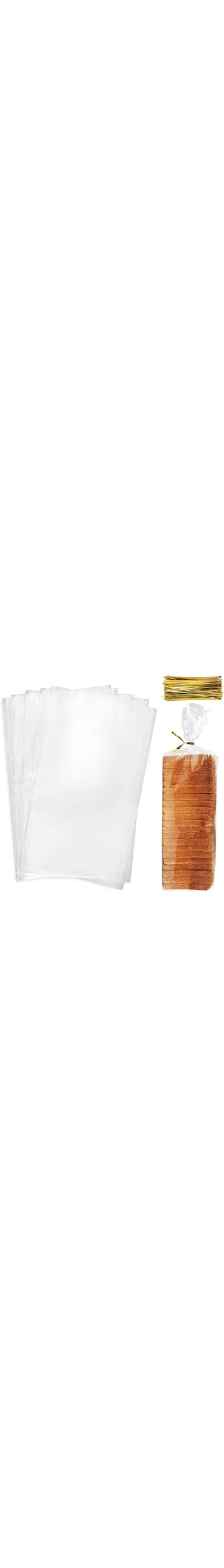 100pcs Clear Bread Bags with 100 Ties, Large Bread Bag For Homemade Bread and Bakery Loaf,Adjustable Reusable Plastic Bread Bags, Bread Loaf Bags for Home Bakers and Bakery Owners (24 * 46.5+5cm)