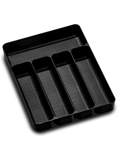 madesmart Premium Soft Small Silverware Tray Drawer Organizer, Carbon