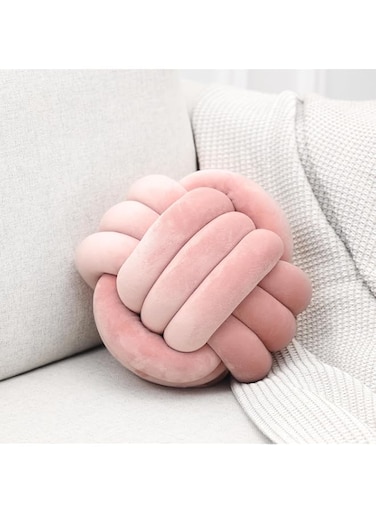 Petrella Knot Pillows Ball Round Throw Pillows Home Decor Cushion Decorative Aesthetic Throw Pillows，Pink 8inch