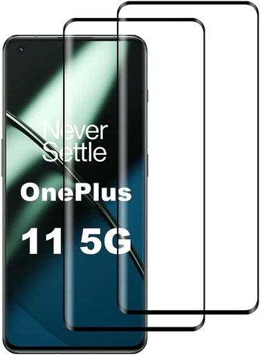 2 Pack Screen Protector for OnePlus 11 5G Tempered Glass [Full Adhesive][Full Coverage] [Bubble-Free] [Anti Scratch] HD Clear High Responsive Screen Protector for OnePlus 11 5G (5D Black 2Pack)