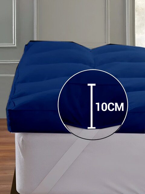 MAXQON Mattress Topper 10CM Thickness Quilted Microfiber 900gsm, Color Blue, King Size 180x200cm