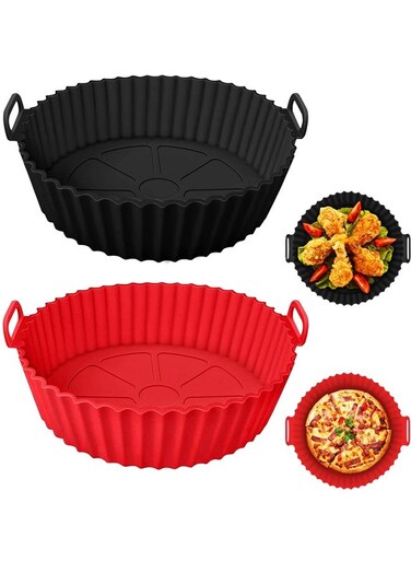 Pack Silicone Air Fryer Liners,Reusable Air Fryer Silicone Pot Round Air Fryer Silicone Basket for Baking Oven Microwave