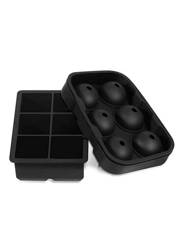of 2 Flexible Ice Cube and Ball Maker Food Grade Silicone Trays Non Stick Easy Release Ice Mold for Whiskey Cocktails Popsicles Chocolate Baking Heat Resistant