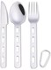 Camping Cutlery Set, 4 Pcs Stainless Steel Camping Fork Spoon Cutter Set with Carabiner, Reusable Utensils, Travel Flatware Set for Hiking, Picnic, Outdoor Backpacking, Silverware