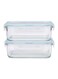 Boro Pro 2-Piece Rectangular Food Storage Container Set With Lid Blue/Clear 900ml