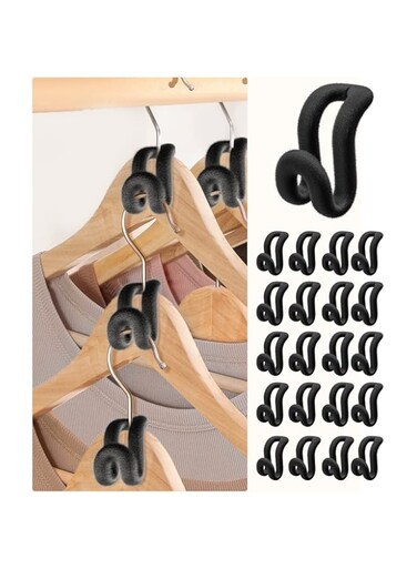 Snoquir Clothes Hanger Connector Hooks[Non-Slip Velvet Coating][Compliment Your Velvet Hangers]Flocking Hanger Extender Hooks Space Saver Heavy Duty Clothes Hangers Hooks for Closet Organizer, 40 PCS