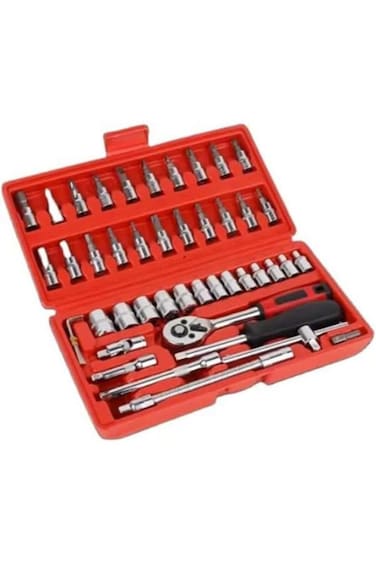 46PCS Auto Mechanics Tool Set &ndash; Socket Wrench, Torque Ratchet, Bits, Car Repair Kit w/ Box