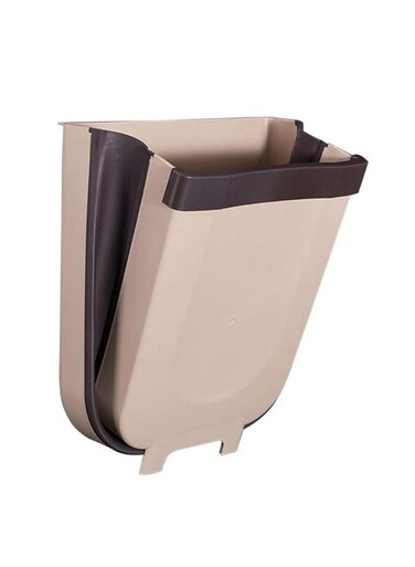 Collapsible Hanging Trash Can For Kitchen Cabinet Door Beige 11.4x10inch