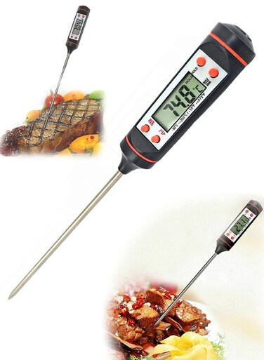 Read Cooking Food Thermometer With Long Temperature Probe Auto-Off Digital Lcd Screen Bbq Kitchen Thermometers For Roasting, Milk, Coffee &amp; Baking