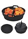 Azonee Air Fryer Silicone Liner, 8.5Inch Air Fryer Silicone Liner Foldable Round Silicone Air Fryer Liner with Divider Non-Stick Reusable Air Fryer Liner for 5qt to 8qt Air Fryer (Black)